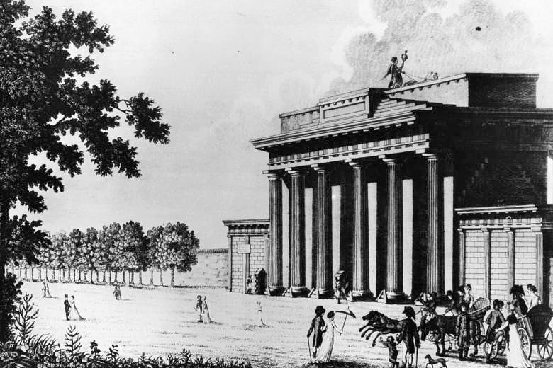 uere Ansicht Brandenburger Tor mit Quadriga um 1800.