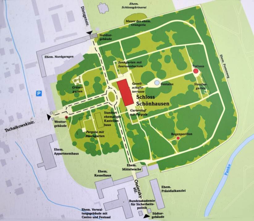 Der Parkplan von Schloss Schnhausen.