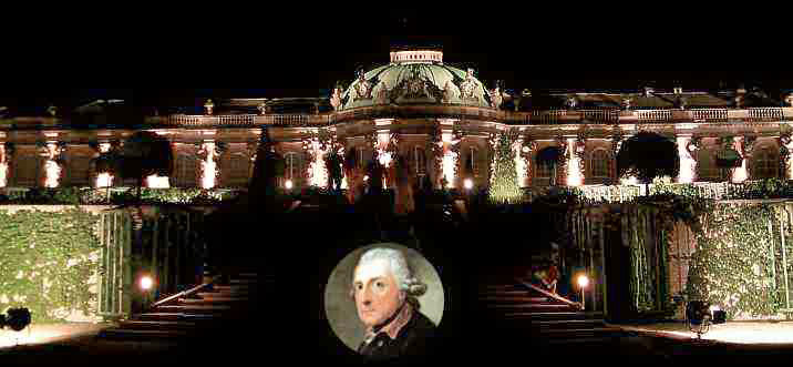 Schlo Sanssouci bei Nacht